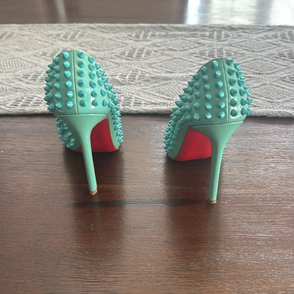 Christian Louboutin 37 pigalles spikes teal - Picture 3 of 6